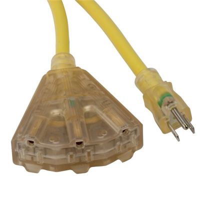 Bayco OSHA NRTL Compliant 100 ft. Extension Cord w/ Lighted End and 3 Outlets - 13 Amp
