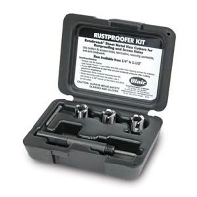 Rustproofer Hole Cutter Set, with Three 1/2" Cutters, Arbor, Standard Pilot, in Case