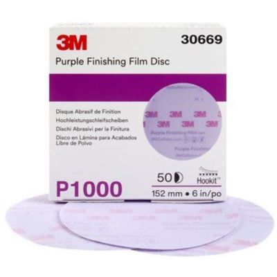 3M Hookit Purple Finishing Film Abrasive Disc 260L, 30669, 6 in, P1000 (50-Discs per Carton)