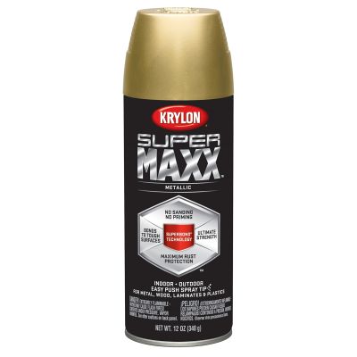 Krylon Supermaxx Paint+Primer; Metallic Gold; 12 oz. Aerosol