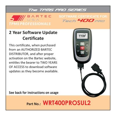 2 YR software certificate for the Tech400Pro