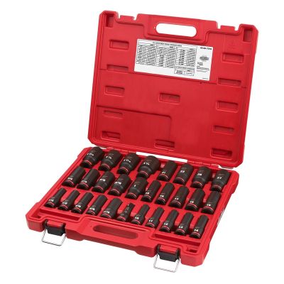 29PCSHOCKWAVE Impact Duty? 1/2" Drive SAE & Metric Deep 6 Point Socket Set