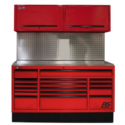 72 in. CTS Centralized Tool Storage with Tool Board Back Splash Set, Red