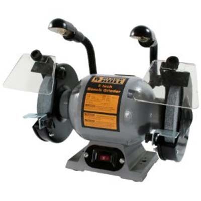 Bench Grinder, 3/4 HP, 3550 RPM, 3/4" Arbor, with Two 8" Grinding Wheels, Eyeshields, Light