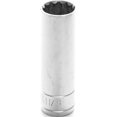 Chrome Socket, 1/2" Drive, 11/16", 12 Point, Deep