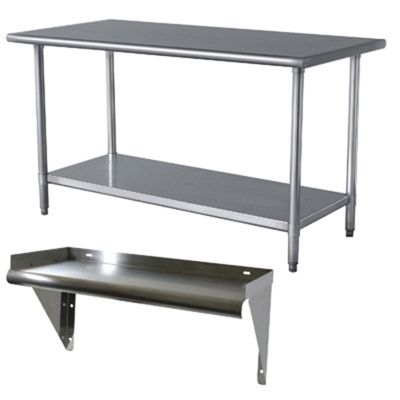 Stainless Steel Table and Shelf Set