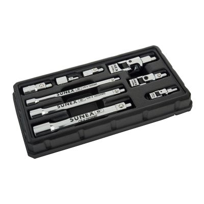 1/4", 3/8" and 1/2" Drive 9 Piece Chrome Magnetic Universal Extension Adapter Set