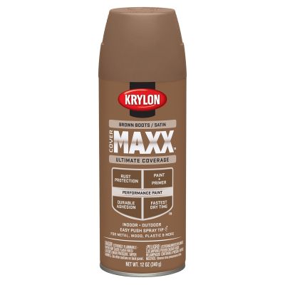Krylon Covermaxx Paint+Primer; Satin Brown Boots; 12 oz. Aerosol