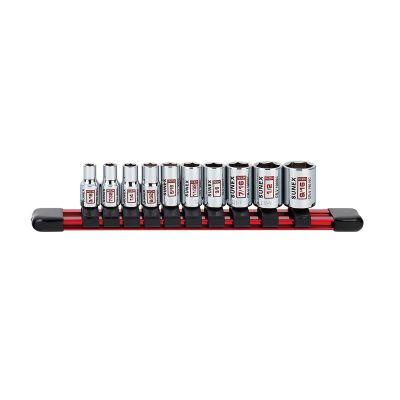 Sunex Tools 10-Piece 1/4 in. Drive Fractional SAE 6-Point Standard Socket Set on Rail