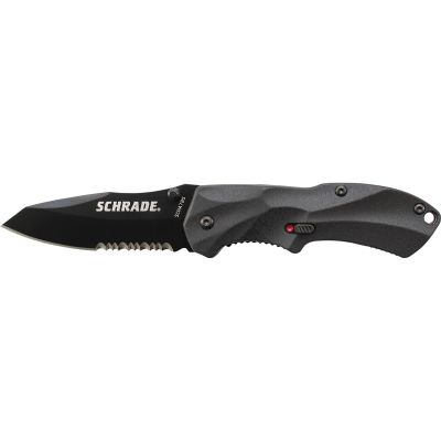 Schrade M.A.G.I.C. Assisted Opening Liner Lock Folding Knife Partially Serrated Clip Point Blade Aluminum Handle