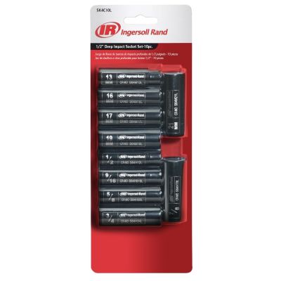 Socket Set, 10 PC 1/2 IN Drive SAE/Metric Deep