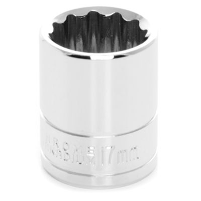 Chrome Socket, 3/8" Drive, 17mm, 12 Point, Shallow