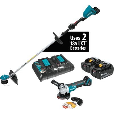 Makita 18V X2 (36V) LXT Li-Ion Brushless Cordless String Trimmer Kit (5.0 Ah) and Brushless Angle Grinder