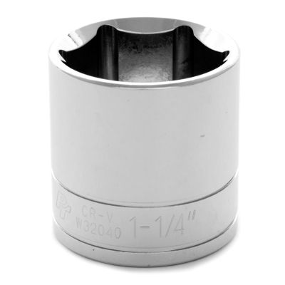 Chrome Socket, 1/2" Drive, 1-1/4", 6 Point, Shallow