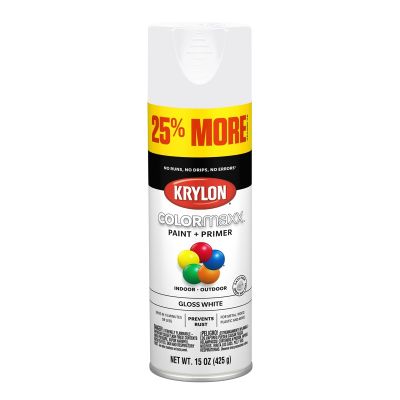 Krylon COLORmaxx PAINT+PRIMER Bonus Gloss White; 15 oz. Aerosol