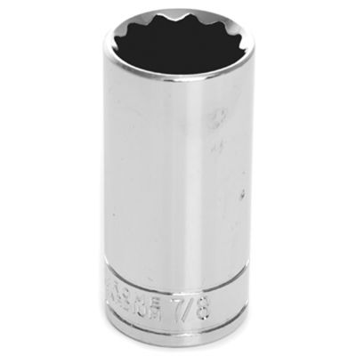 Chrome Socket, 3/8" Drive, 7/8", 12 Point, Deep