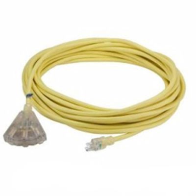 Bayco Extension Cord, 50 Foot 12/3, 15 Amp, With Three Outlets and Lighted Ends