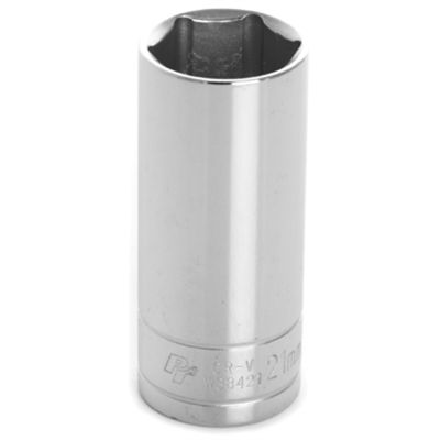 Chrome Socket, 3/8" Drive, 21mm, 6 Point, Deep