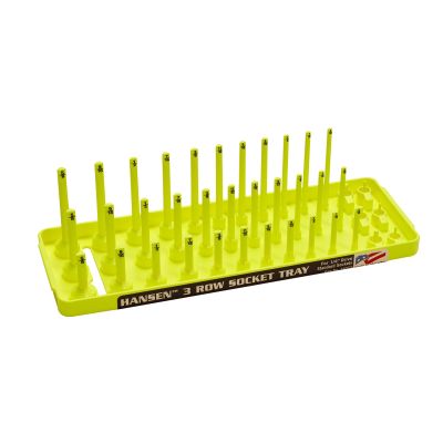 1/4" Fractional SAE 3-Row Socket Tray, Hi-Viz Yellow