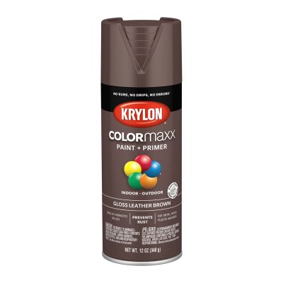 Krylon COLORmaxx Paint + Primer, Gloss Leather Brown
