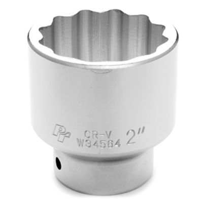 Chrome Socket, 3/4 Drive, 2", 12 Point, Shallow