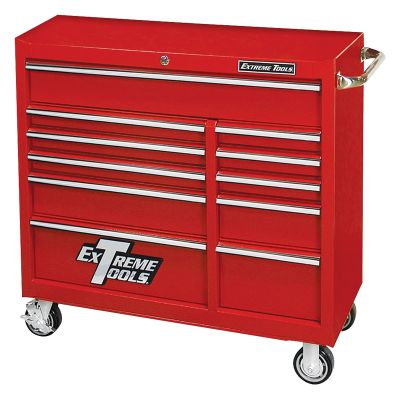 Extreme 41" 11 Drawer Roller Cabinet - Textured Red