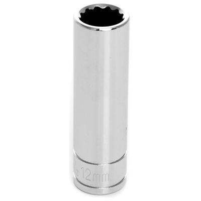 Chrome Socket, 3/8" Drive, 12mm, 12 Point, Deep