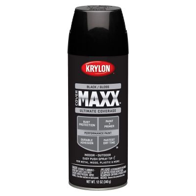 Krylon Covermaxx Paint+Primer; Gloss Black; 12 oz. Aerosol