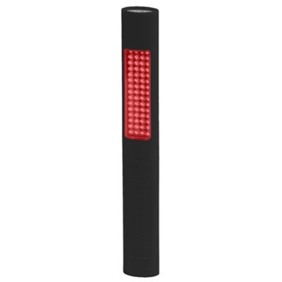 Bayco LED Flashlight w/ Red Safety Light Feature, Slim Design, Black Body, uses (4) AA Batteries