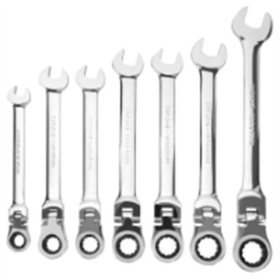Performance Tool 7-Piece Fractional SAE Flex Head Ratcheting Wrench Set