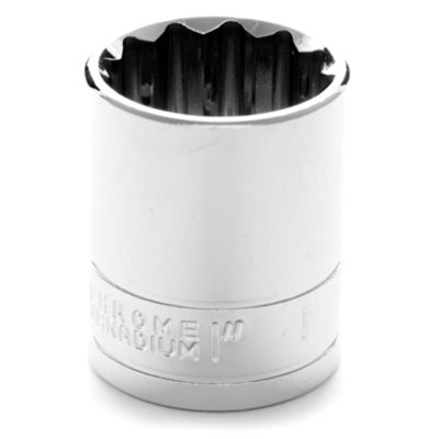 Chrome Socket, 1/2" Drive, 1", 12 Point, Shallow
