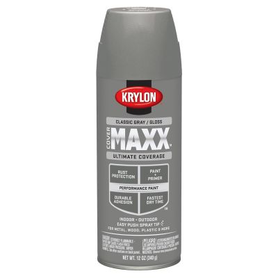 Krylon Covermaxx Paint+Primer; Gloss Classic Gray; 12 oz. Aerosol