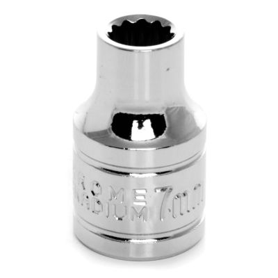 Chrome Socket, 3/8" Drive, 7mm, 12 Point, Shallow