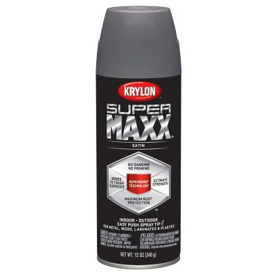Krylon Supermaxx Paint+Primer; Satin Steel Gray; 12 oz. Aerosol