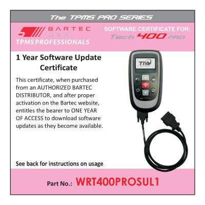 1 YR software certificate for the Tech400Pro