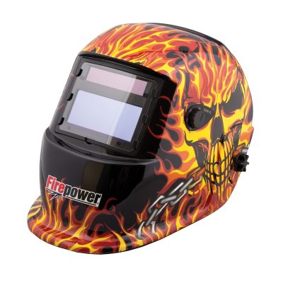 Firepower Auto-Darkening Welding Helmet w/ Fire and Skull Design