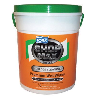 Tork Premium ShopMax Wet Wipes, Multi-Surface Cleaner, Single Sheet Dispenser, 72 Sheets per Bucket