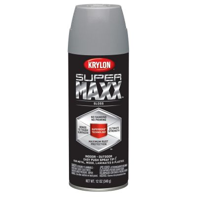 Krylon Supermaxx Paint+Primer; Gloss Piston Gray; 12 oz. Aerosol