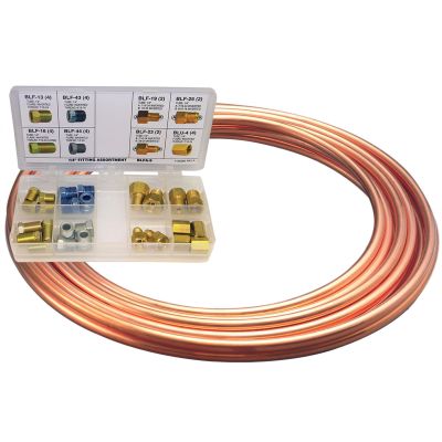 NiCopp Brake Line Coil and Fitting Assortment Kit, 1/4 In. x 25 Ft.