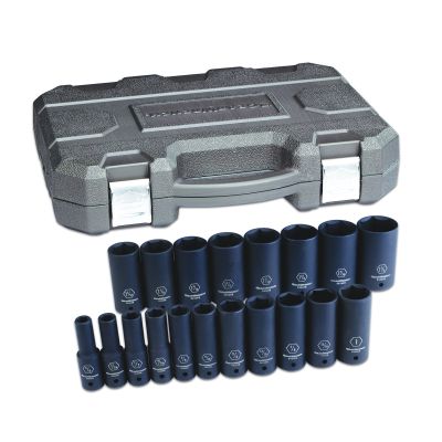 19 Pc.1/2" Dr 6 Point SAE Deep Impact Socket Set
