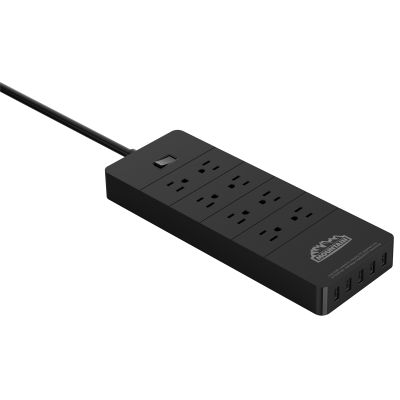 Mountain Power Strip with 8 AC and 5 USB Outlets, Black