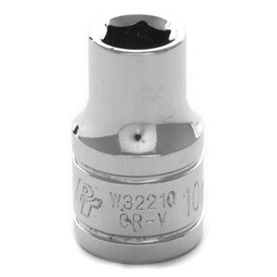 Chrome Socket, 1/2" Drive, 10mm, 6 Point, Shallow