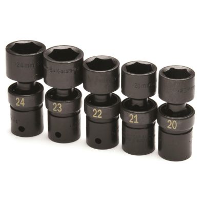 5 pc. 1/2" Drive Metric Swivel Impact Socket Set