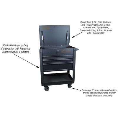 Tool Cart Locking Drawer, Matte Black