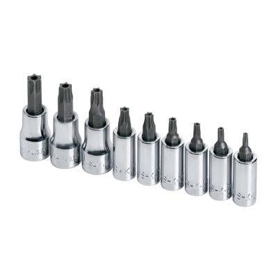 9 Piece 1/4" and 3/8" Drive Tamper-Proof Torx Bit Socket Set