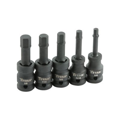 Titan 5-Piece 1/2 in. Drive SAE Hex Impact Bit Socket Set