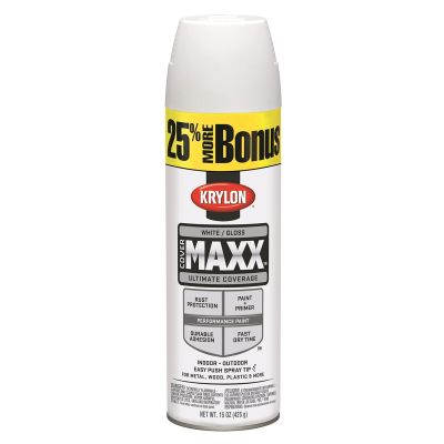 Krylon Covermaxx Paint+Primer; Gloss White; 15 oz. Aerosol