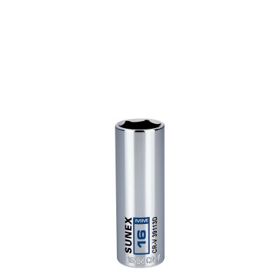 3/8" Drive 6-Point Deep Chrome Socket, 16mm