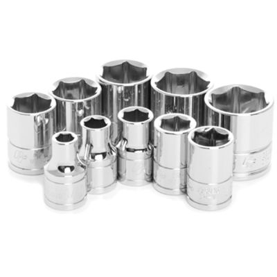 Chrome Socket Set, 3/8" Drive, 10 Piece, 1/4" to 13/16", 6 Point, Shallow