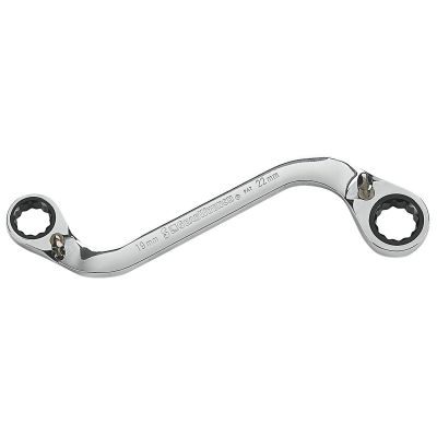 S Shape Reversible Double Box Ratcheting Wrench, 19mm x 22mm